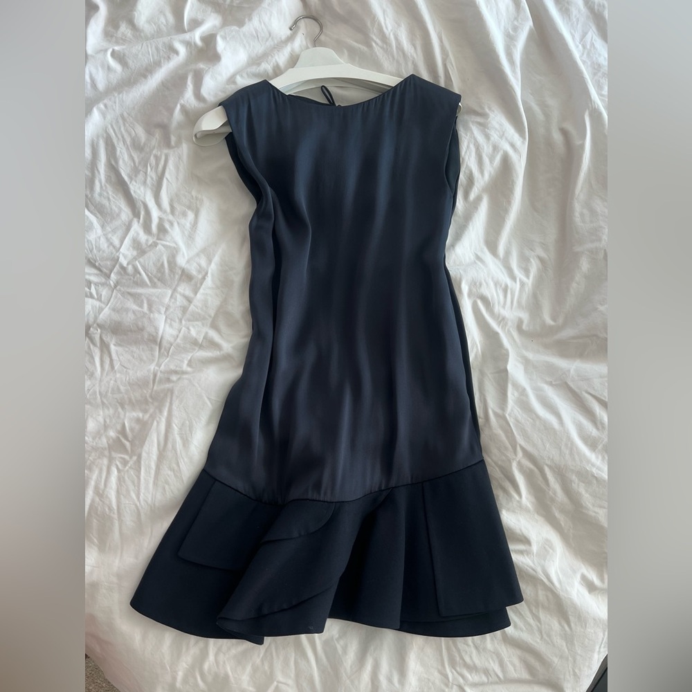 Giorgio Armani Dark Navy Satin Sheath Dress – Timeless Elegance